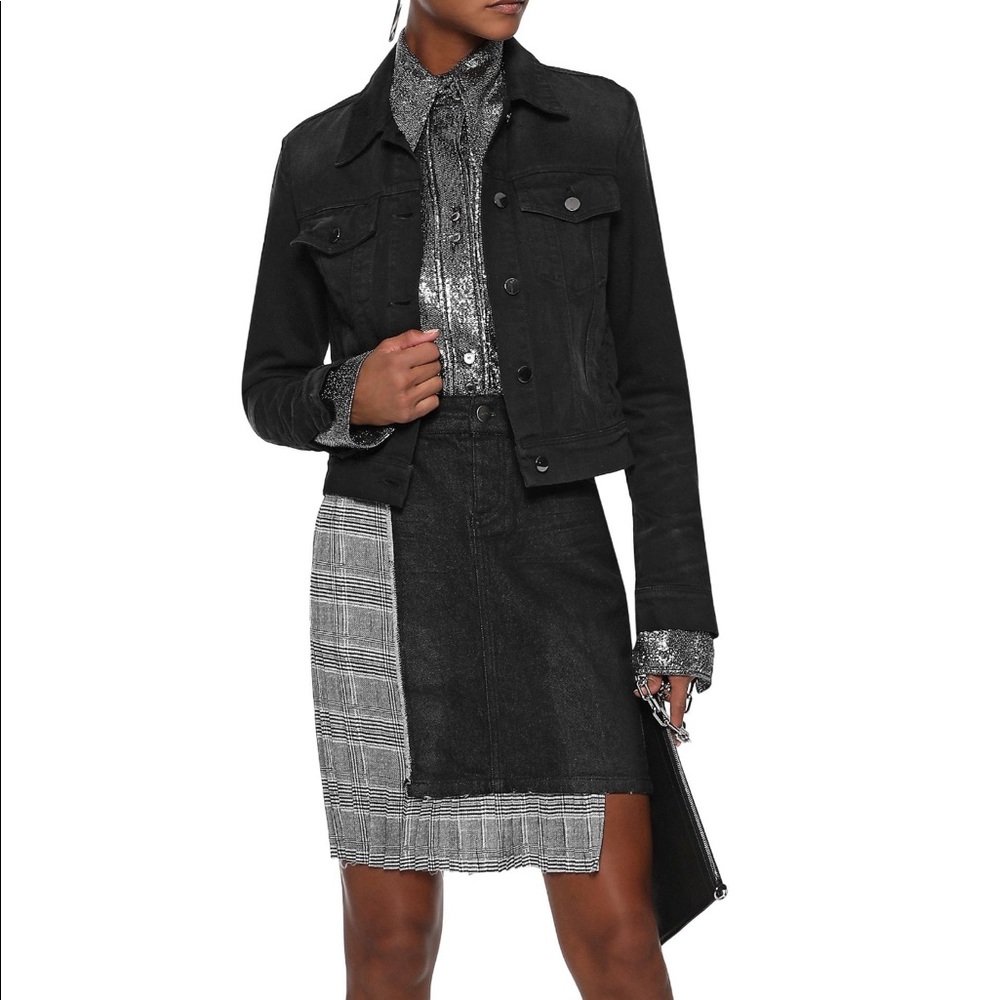 👗EACH x OTHER Denim paneled mini skirt👗